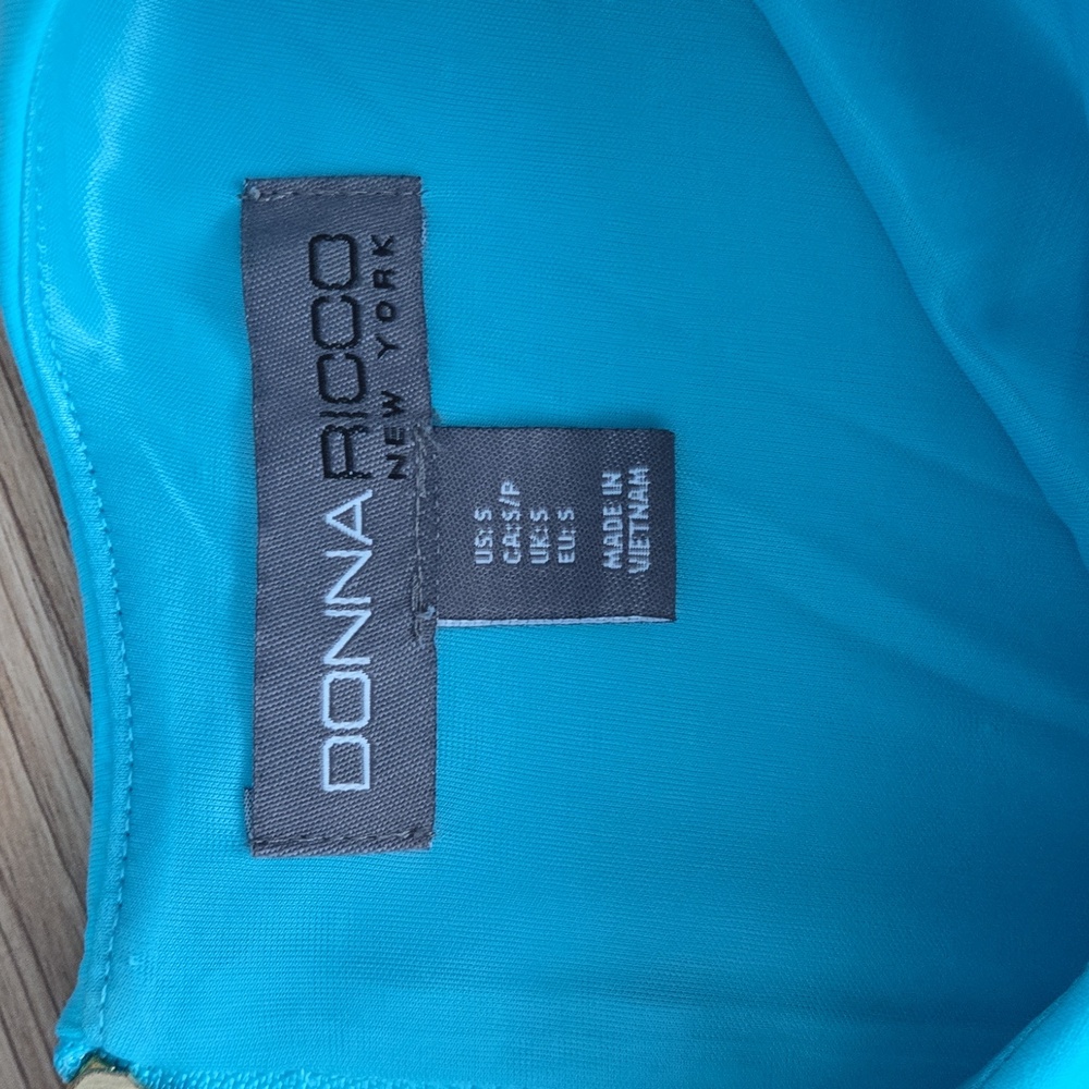 DONNA RICCO Aqua Blue Sleeveless Dress Small - Picture 3 of 4